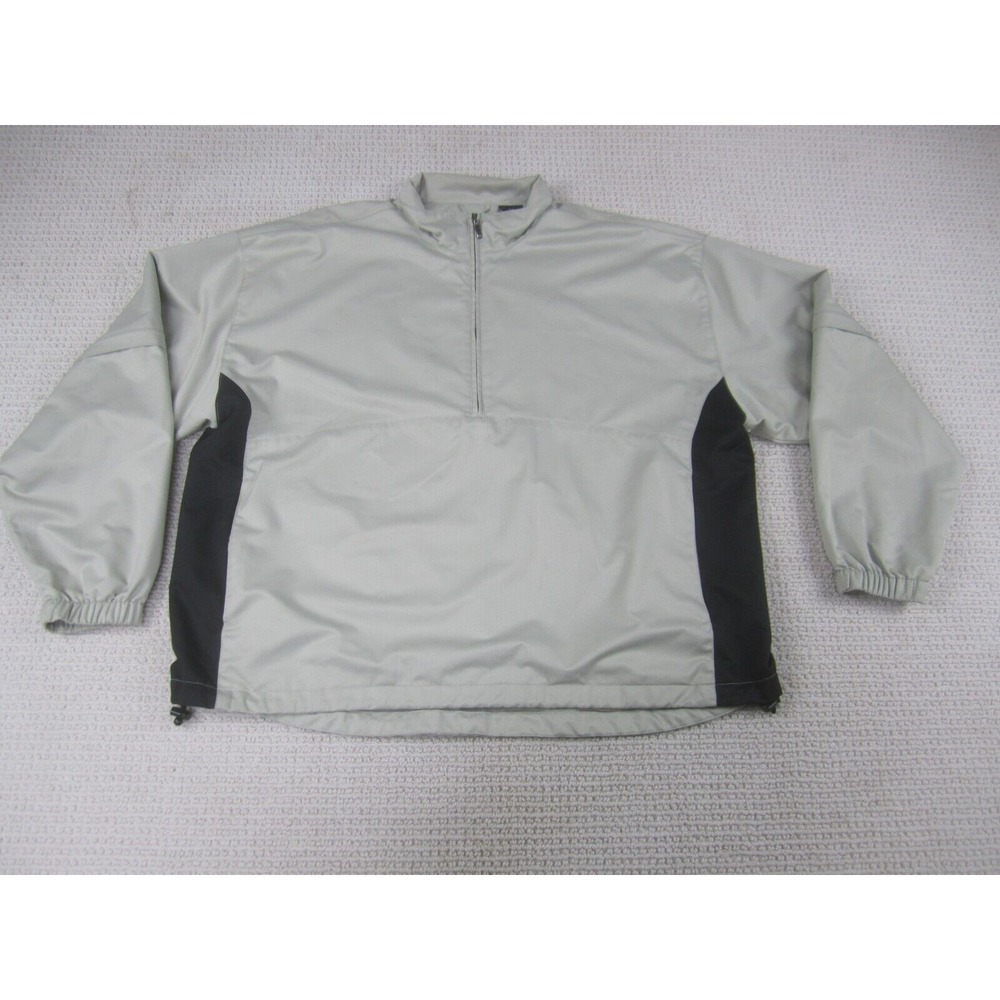 George Jacket Mens Large Beige Windbreaker Casual‎ Athletic Golf Golfer 1/4 Zip